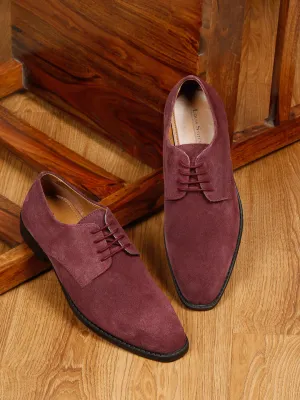 Rosewood Italian Suede Leather Shoes Laceup British Style Handcrafted Casual Shoe for Men