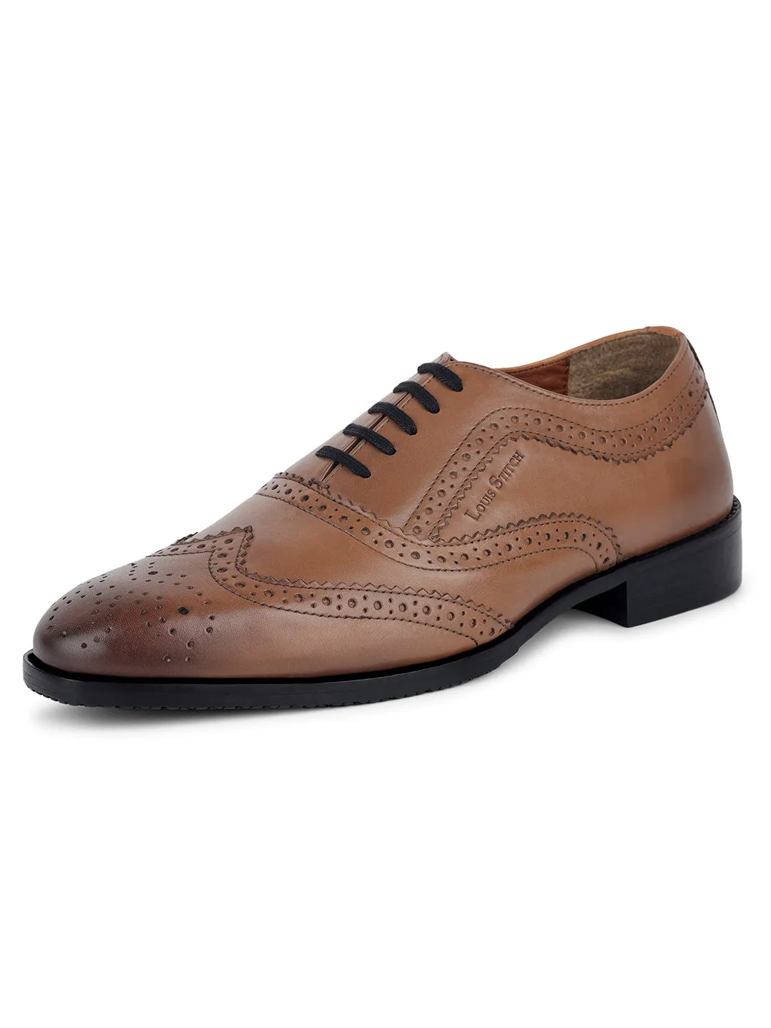 Tan Brogue Style Comfortable Laceups for Men