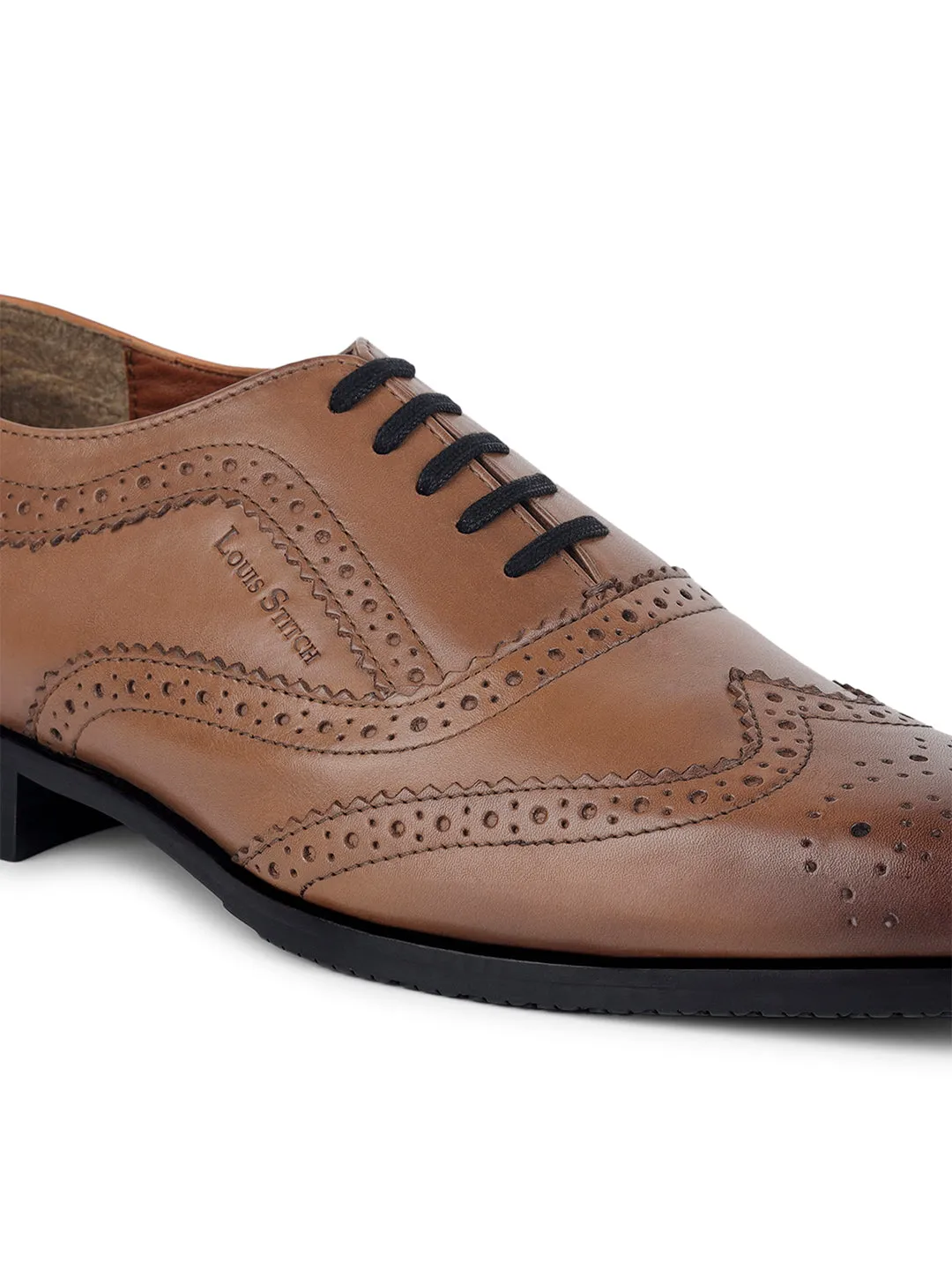Tan Brogue Style Comfortable Laceups for Men
