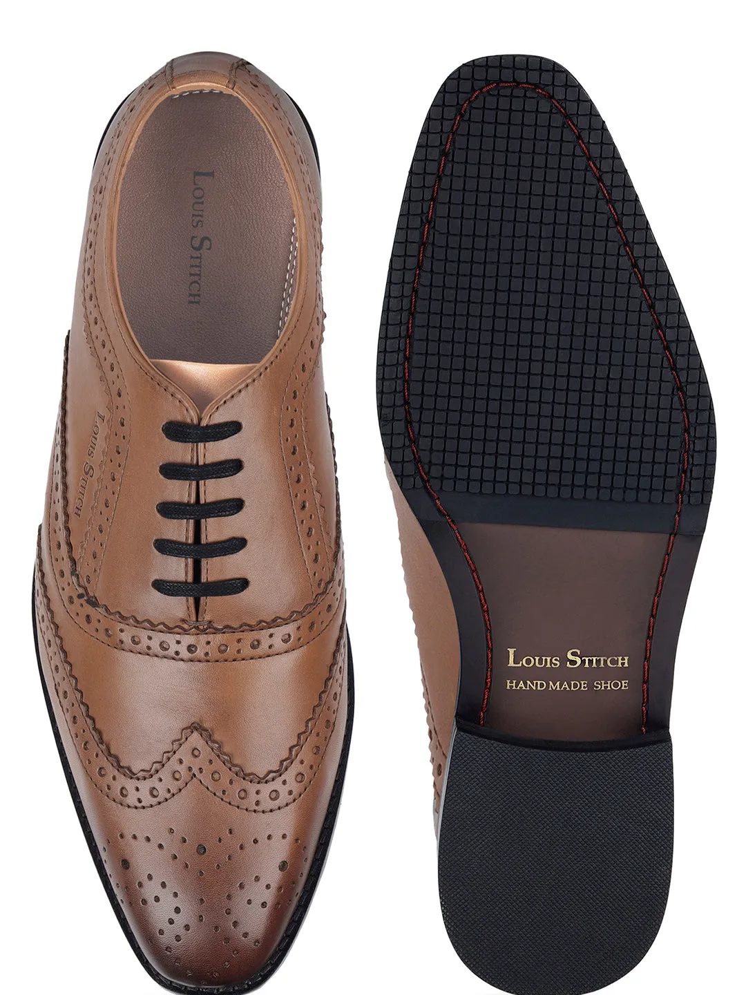 Tan Brogue Style Comfortable Laceups for Men