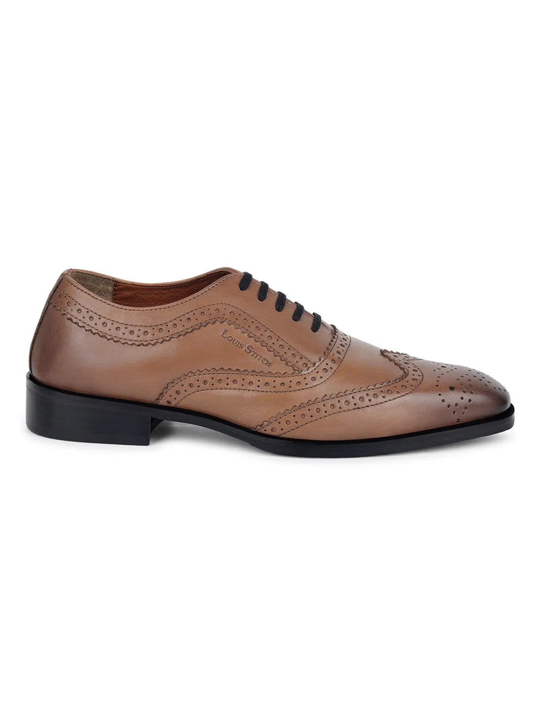 Tan Brogue Style Comfortable Laceups for Men