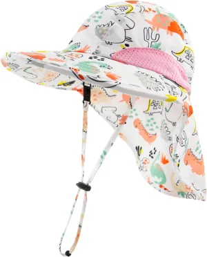 XIAOHAWANG Girls Sun Hat Baby Beach Hats Boys UPF 50  Kids Summer Protection Cap Toddler Breathable Caps Wide Brim Neck Flap